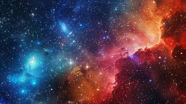 Celestial tapestry of vibrant space, adorned with celestial bodies and ethereal nebulae