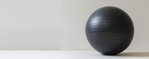 Black Pilates ball isolated on a white background.