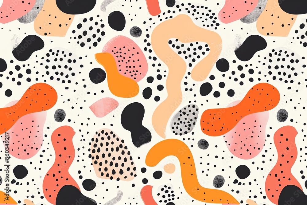 Poster abstract colorful dotted and fluid shapes pattern design