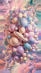 Geometric shapes Pastel spheres abstract background wallpaper