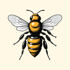 Buzzing Bee Hand Drawn in Vibrant Engraved Illustration