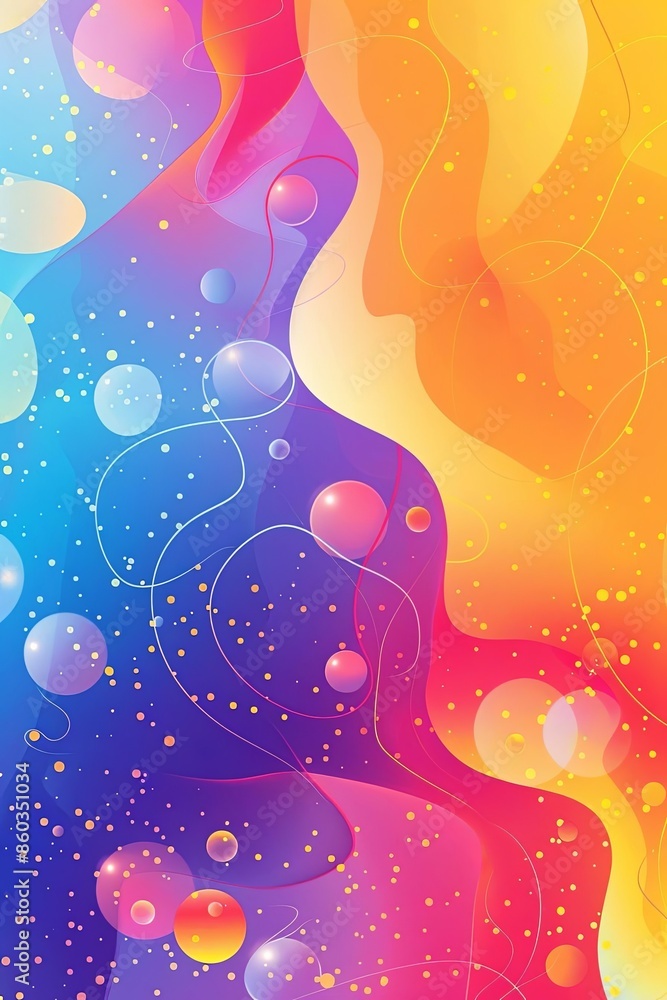 Poster abstract colorful gradient with floating bubbles