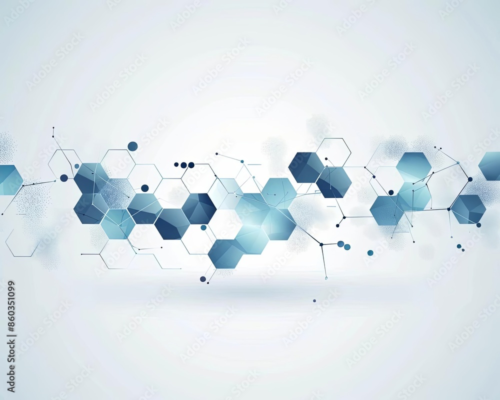 Poster abstract blue hexagonal molecular structure background