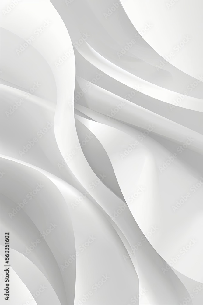 Aufkleber abstract white geometric waves with soft curves pattern