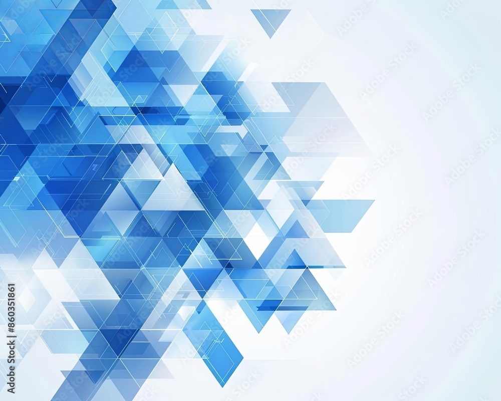 Poster abstract blue geometric background with triangles and hexagons
