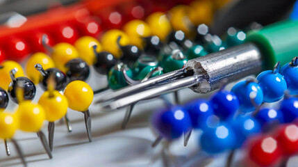 Pin Insertion Tool: Inserts pins into connectors for wiring harness assembly isolated on white background