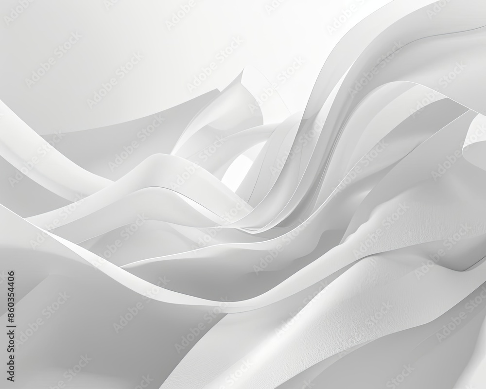 Poster Abstract White Flowing Wave Shapes with Soft Curves