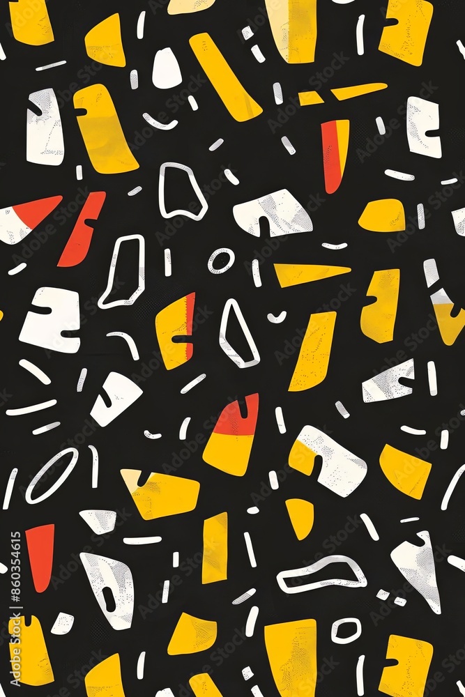 Poster geometric abstract pattern with yellow and red elements