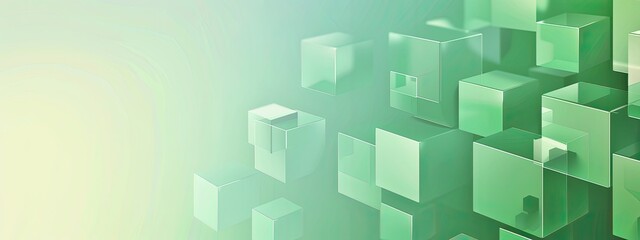 Fototapeta premium 2D flat Abstract geometric cubic medical light green pastel background for complex medical data storage 