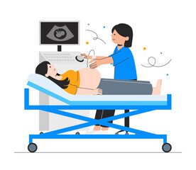 Woman Pregnancy Check-Up Illustrations