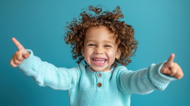 The smiling child with curly hair
