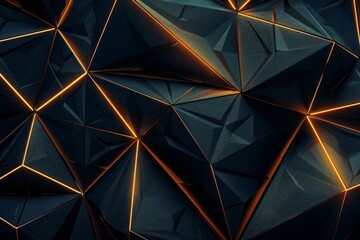 Geometric patterns glowing in a dark environment, symbolizing the structured and illuminating aspects of creativity 