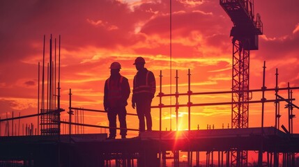 Construction Workers at Sunset