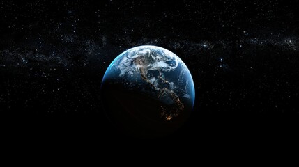 Stunning Image of Earth Adrift in the Dark Void of Space, Showcasing the Planet's Vibrant Colors and Isolation
