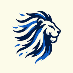 Fototapeta premium A blue and white silhouette of an evil lion