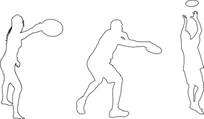 Vector silhouette illustration sketch, detailed design of a silhouette of a person playing fresbee
