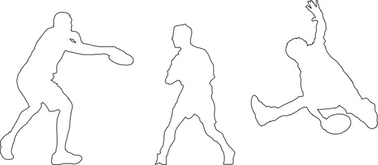 Vector silhouette illustration sketch, detailed design of a silhouette of a person playing fresbee 