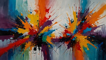 The explosive blend of colors in an abstract painting, each stroke a vivid revelation ai_generated