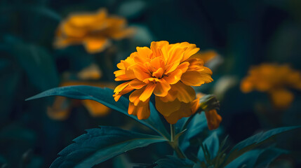 marigold flower blossom on the garden flower yellow and orange marigold flowers for decorate garden : Generative AI