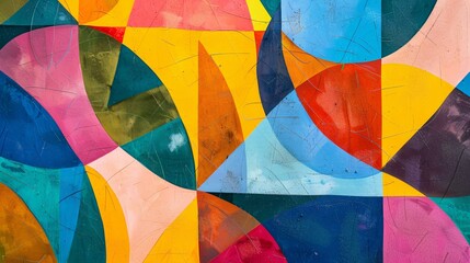 Fototapeta premium Abstract geometric shapes in vibrant colors, overlapping design