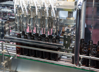 Production of liquid filling in bottle. Food industry
