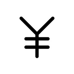 Obraz premium Yen icon in black, outline style and transparent background