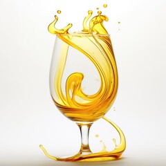 Splash of yellow liquid in a glass