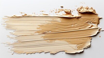 A beige paint stroke on a white background