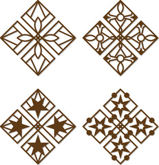 Cnc Laser Cut Moroccan wall Art Metal Geometric Shapes design set