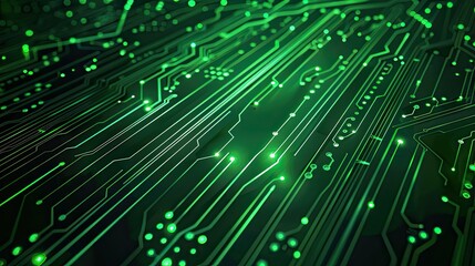 Obraz premium Abstract digital green circuit backdrop. Technology chip and innovation concept