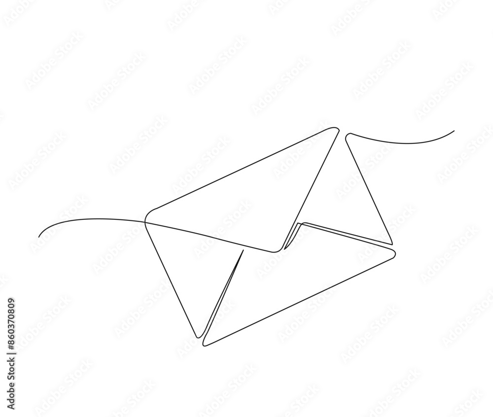 Poster continuous one line drawing of paper envelope design. paper mail simple outline illustration. editab
