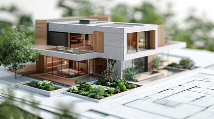 住宅の建築模型と図面