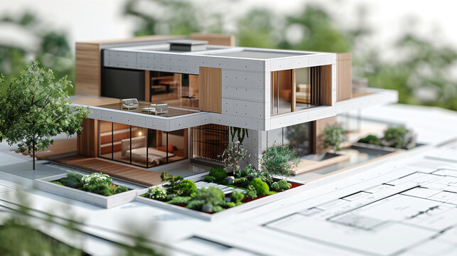 住宅の建築模型と図面