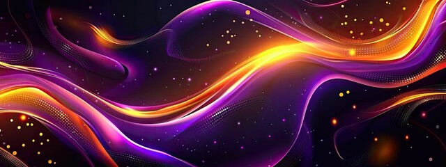 Obraz premium Black and purple modern abstract background with yellow glowing movement and high-speed light effect