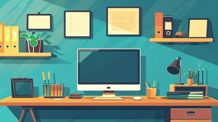 238. Home office with a desk, computer, and office supplies