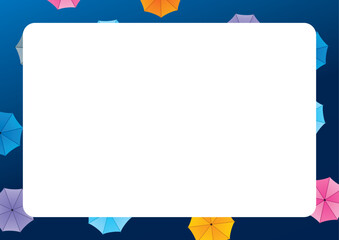 雨をイメージしたカラフルな傘のイラスト