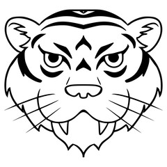 tiger head illustration hand drawn outline vector
