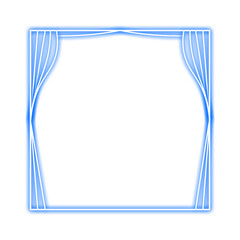 blue frame square and curtain neon light