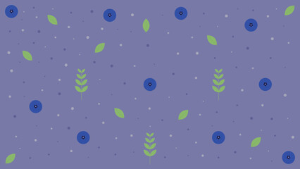 Blueberry background with blueberries, leaves, and bubbles. Vector illustration.