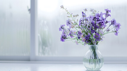 Fototapeta premium statice and caspia flower in vase on the table : Generative AI