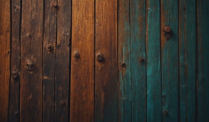 Obraz premium Weathered wooden planks with a mix of colors and textures