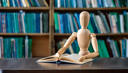 Drawing doll learning by opening a book