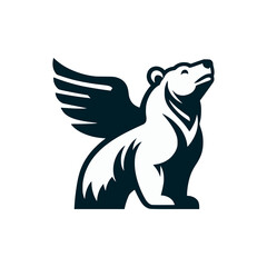 winged bear animal logo vector illustration template design