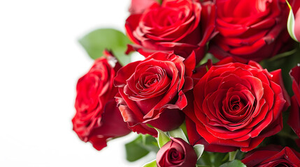 Fototapeta premium Colorful flower bouquet from red roses isolated on white background Closeup : Generative AI