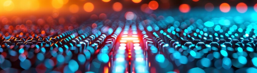 Fototapeta premium abstract blue and red bokeh light background - futuristic technology design.