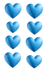 3D blue hearts