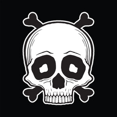 skull art illustration hand drawn black and white
