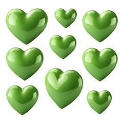 3D green hearts