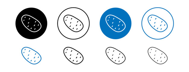 Potato vector icon set in black and blue color.