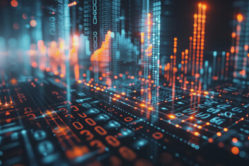 Obraz premium Stock market chart lines and financial graphs on technology abstract background.